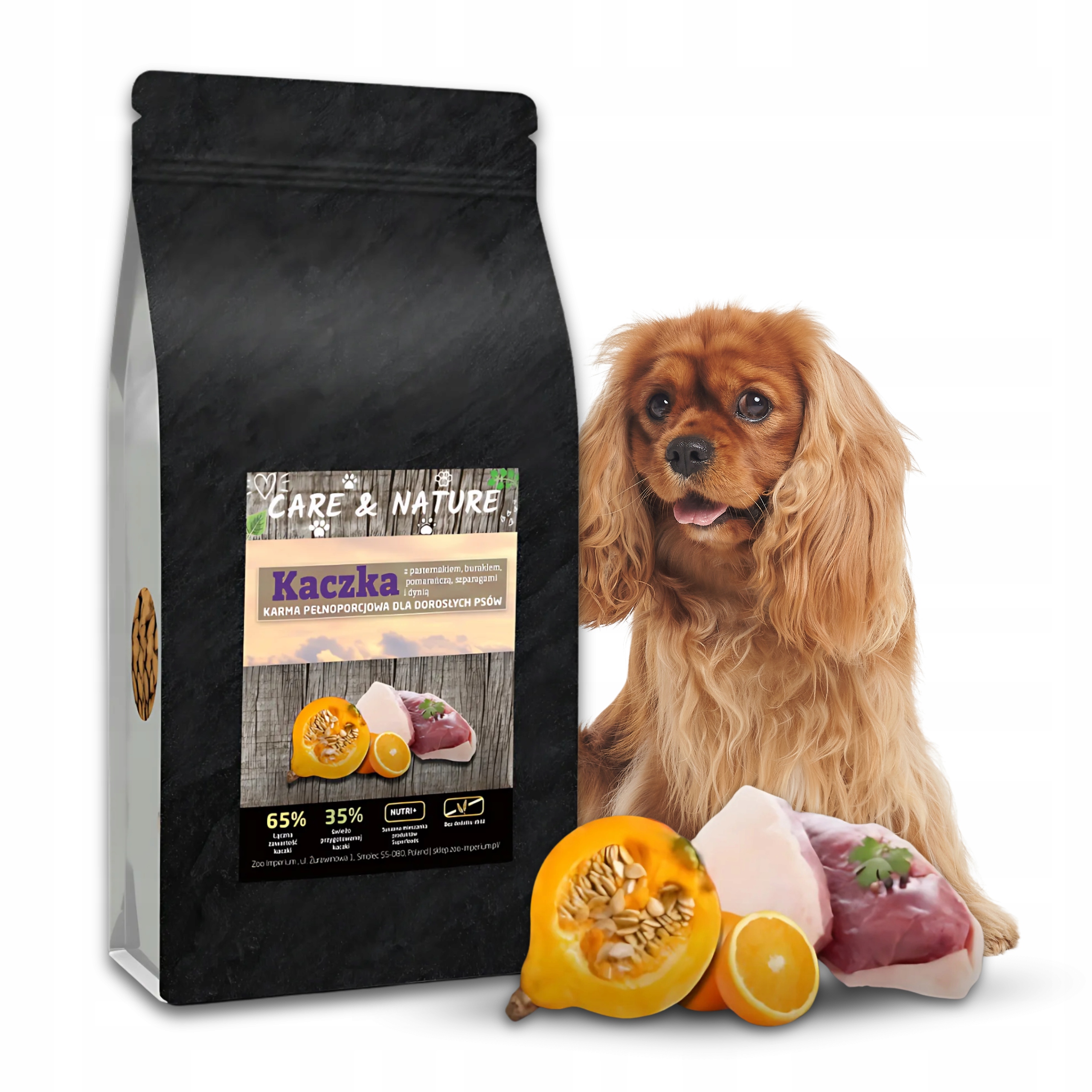 Levně Suché Krmivo pro psy Care and Nature Kachna 65% Zelenina Ovoce 35% 12 kg