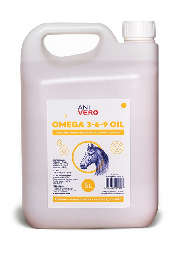 AniVero Omega 3-6-9 Oil 5L olej dla koni z kwasami Omega 3-6-9