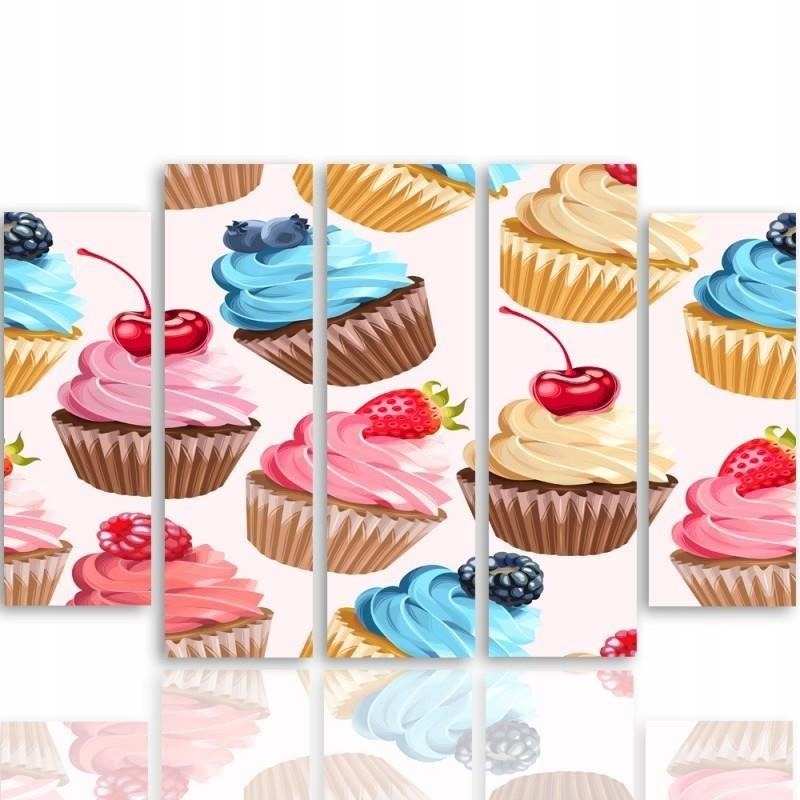 

Obraz 5 Części Babeczki Owoce Do Salonu 100x70