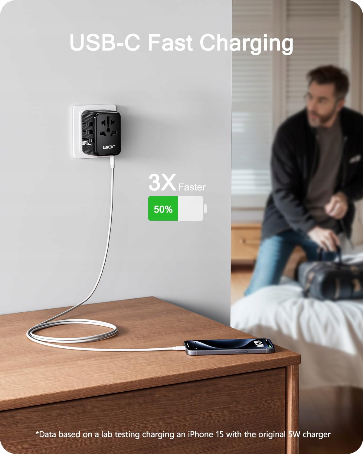 LENCENT Uniwersalny Adapter Podróżny z 3 Portami USB i Typem C — miniatura 5