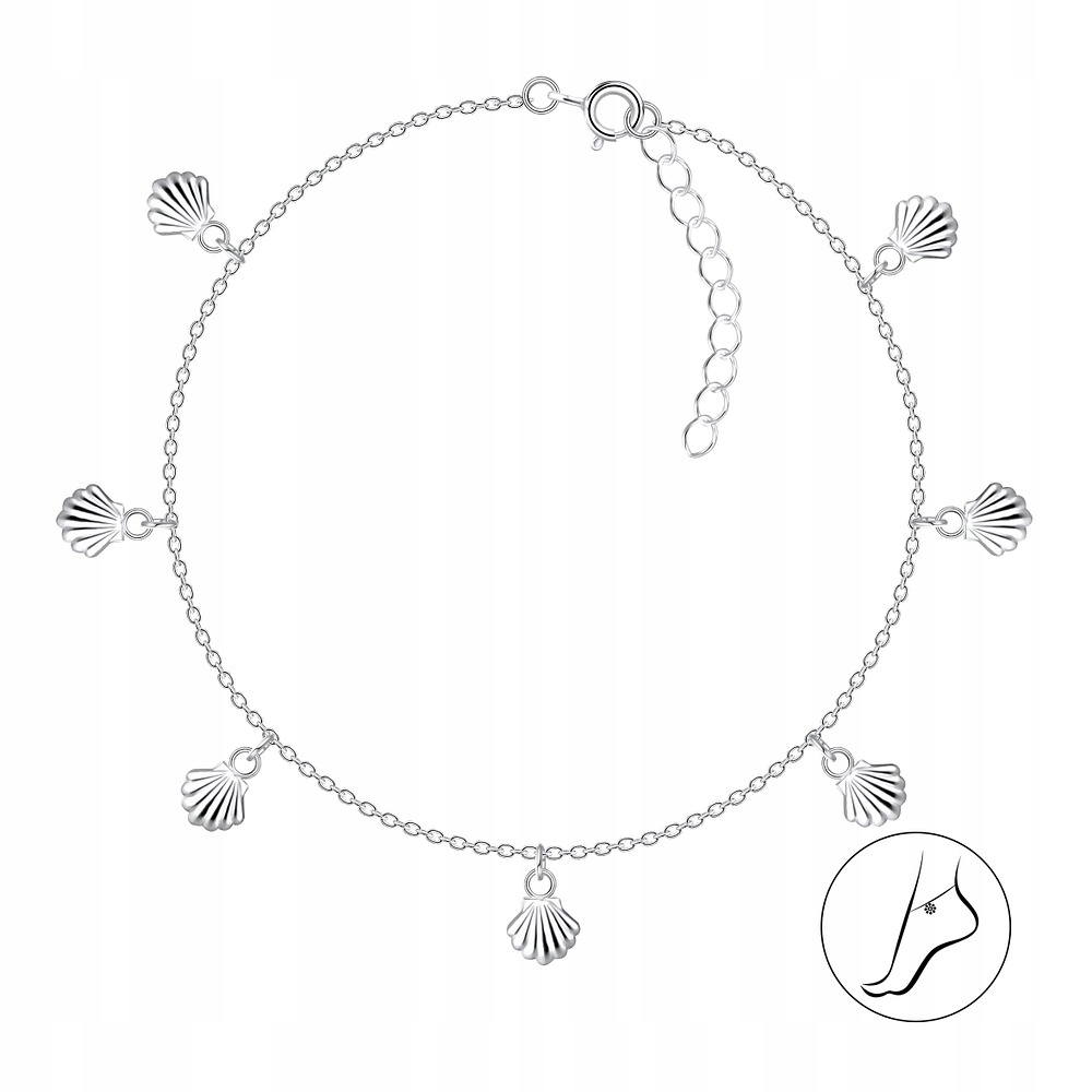 

Bransoletka Srebrna Na Nogę Muszelki Srebro 925