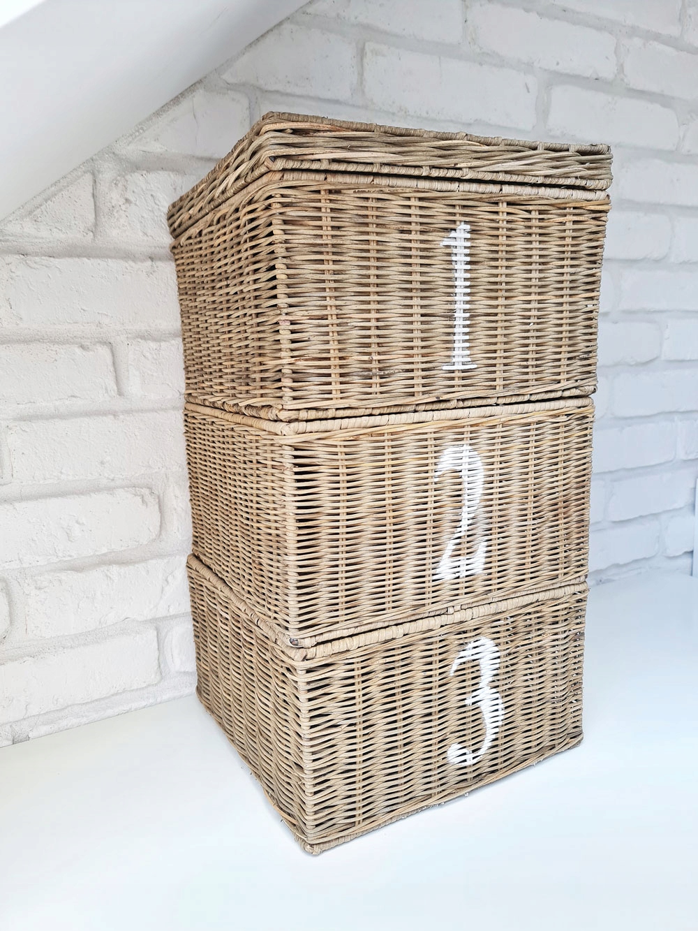 Rustikálne koše Ratanové nádoby Hampton Sada ratanov 3 kusy