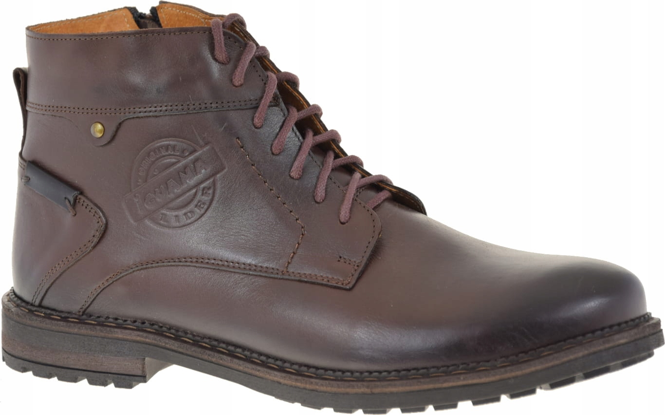 Pánské Kotníkové Kotníkové Boty Z Hnědé Kůže S Řízkým Dlouhým Polský , Nová Výrobce 089, Vel. 41