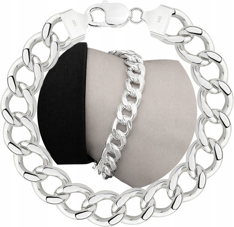 Bransoletka Srebrna Gruba Pancerka Diamentowana 1,30 cm Szeroka pr 925