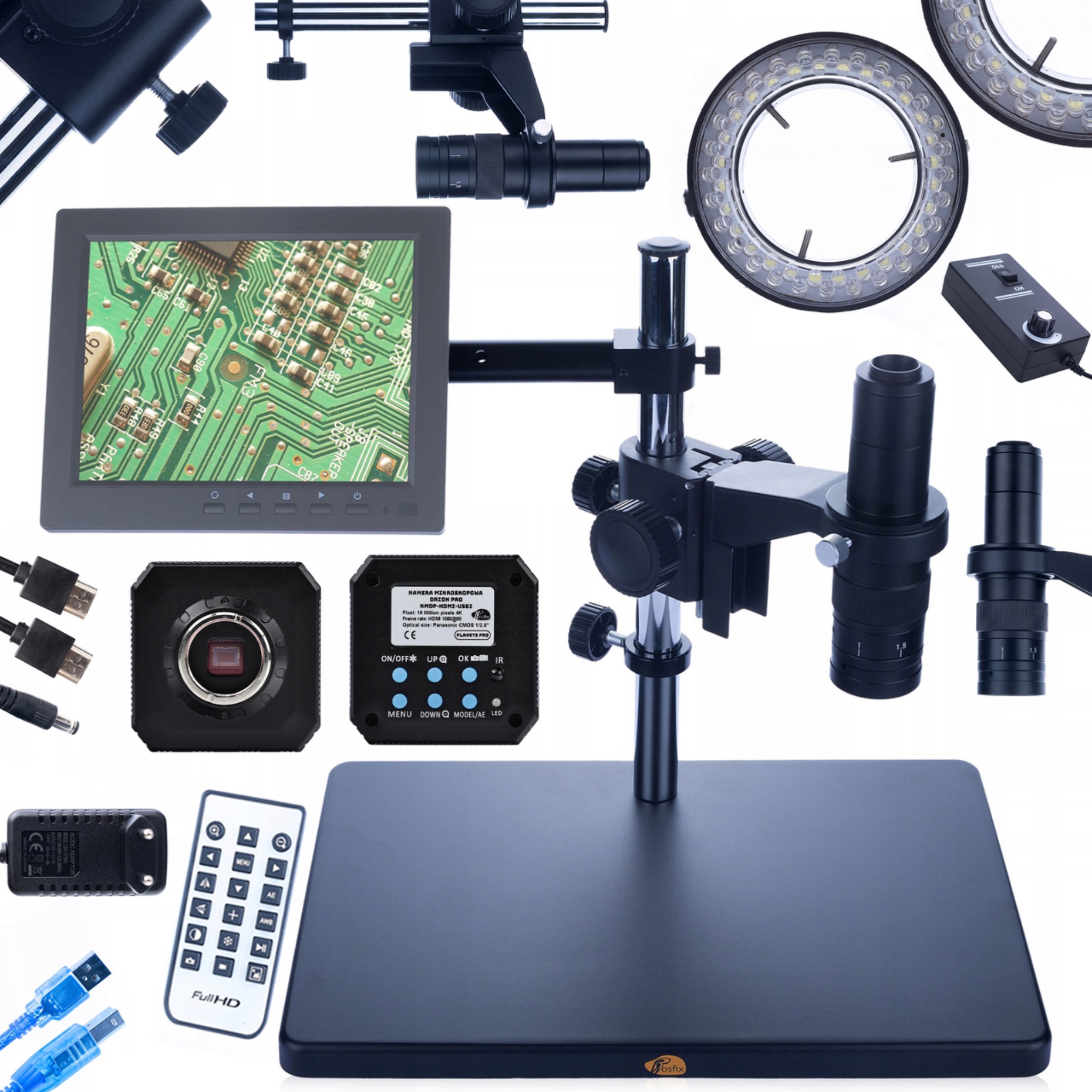 Digitální Mikroskop Pro Pájení Kamera Rosfix 4K 16MP Sada XXL Osvětlovač