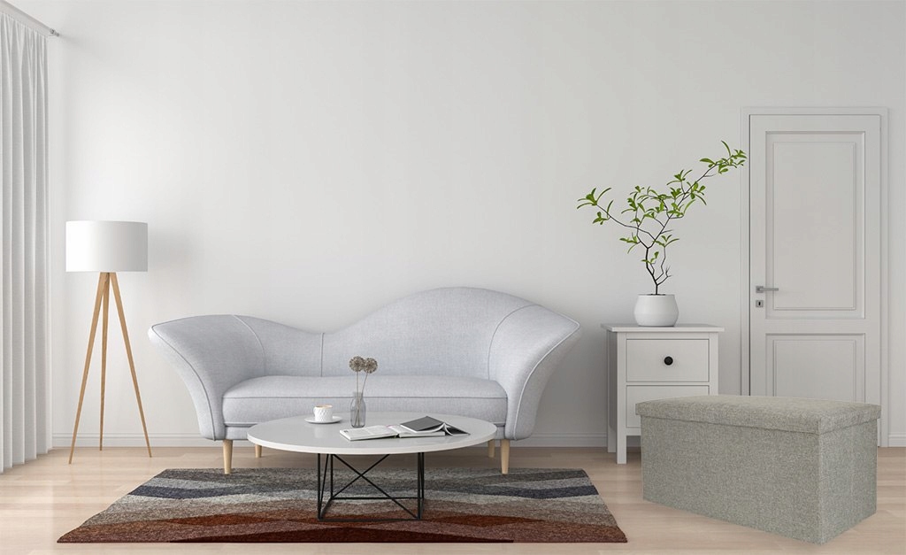 Puf składany ze schowkiem szary duży 76x38x38cm Kształt prostokąt