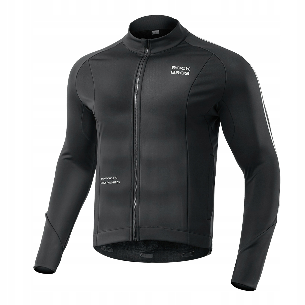 Cyklistický dres s dlouhým rukávem teplý podzim/zima L černý