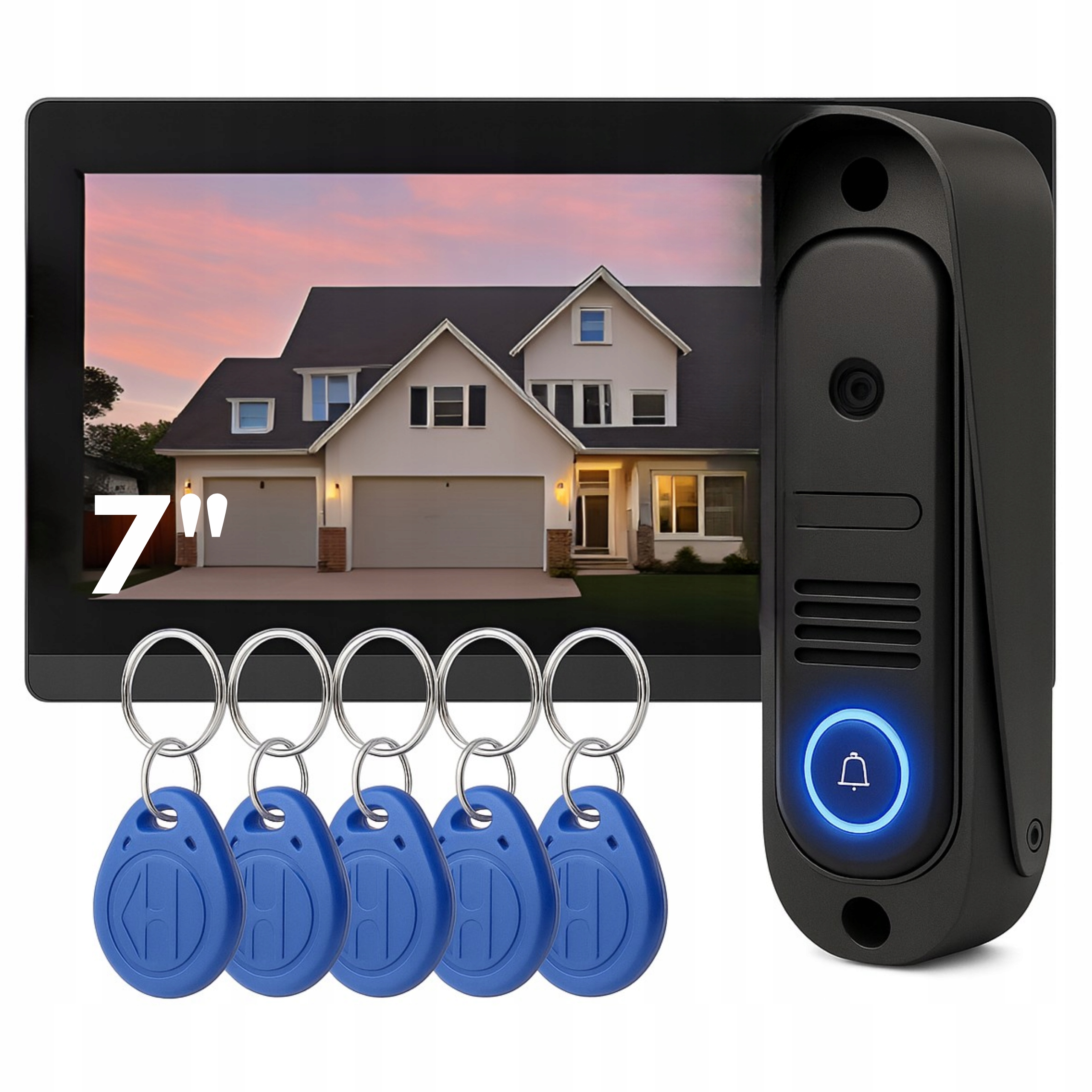 ВИДЕОДОМОФОН ПРОВОДНОЙ ВИДЕОДОМОФОН КОМПЛЕКТ RFID СЧИТЫВАТЕЛЬ КАЛИТКА ВОРОТА 7