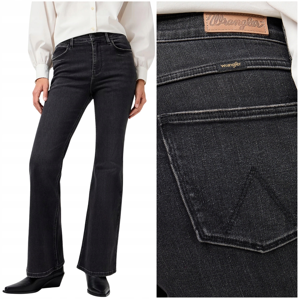 Wrangler Fierce Flare high černé dámské džínové kalhoty se zvony W28 L34