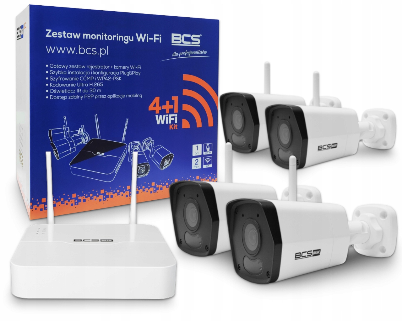 Zestaw Kamer I Rejestratora WiFi Do Monitoringu Bcs-b-kitw (2.0)