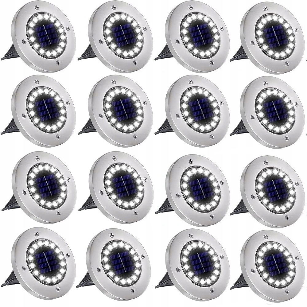 16 x Lampa Solarna ogrodowa Led najazdowa gruntowa wbijana ogrodowa Dysk
