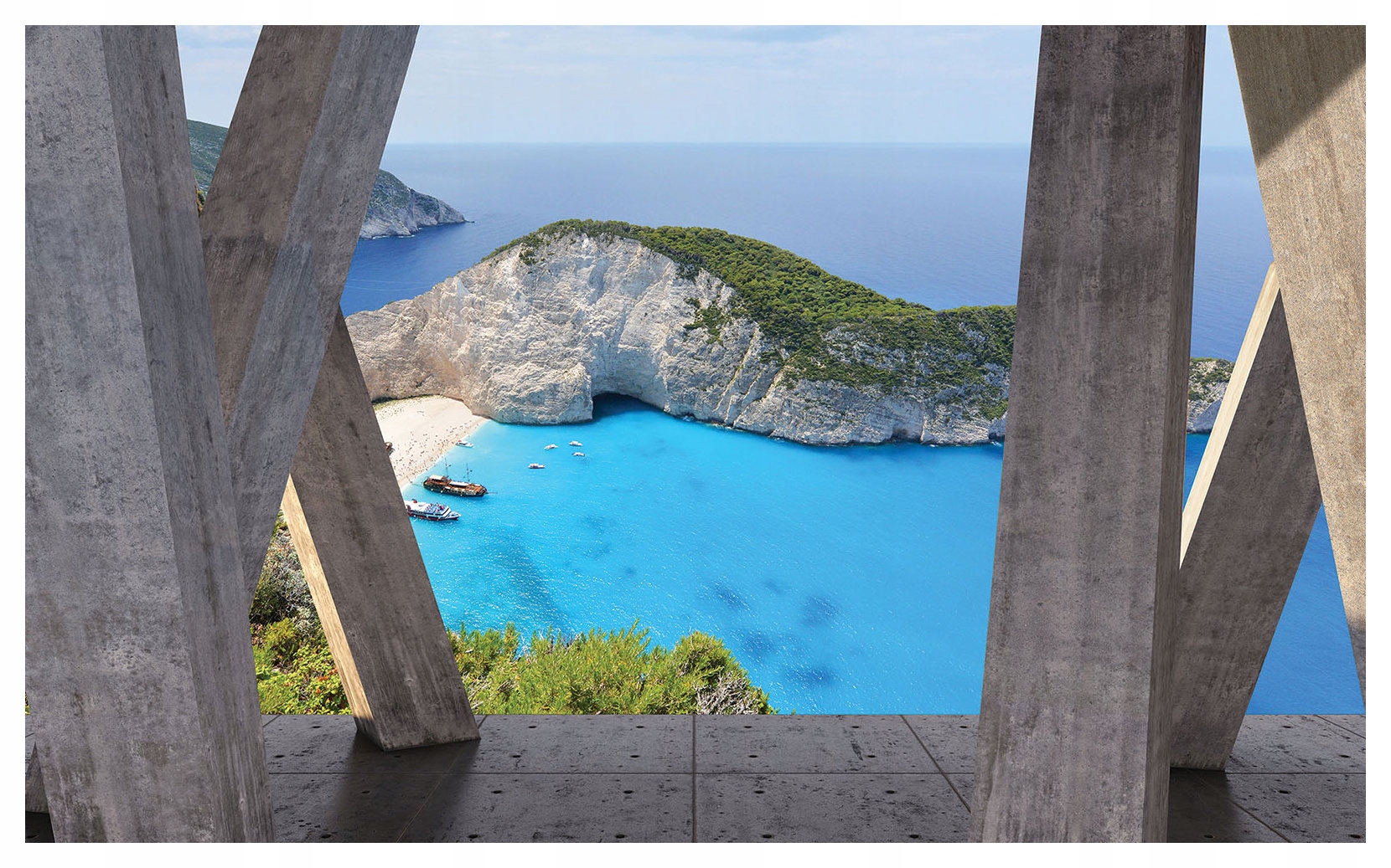 Fototapeta vlies Zátoka snov Betón skaly pláž a tyrkysová 300x210 lepidlo