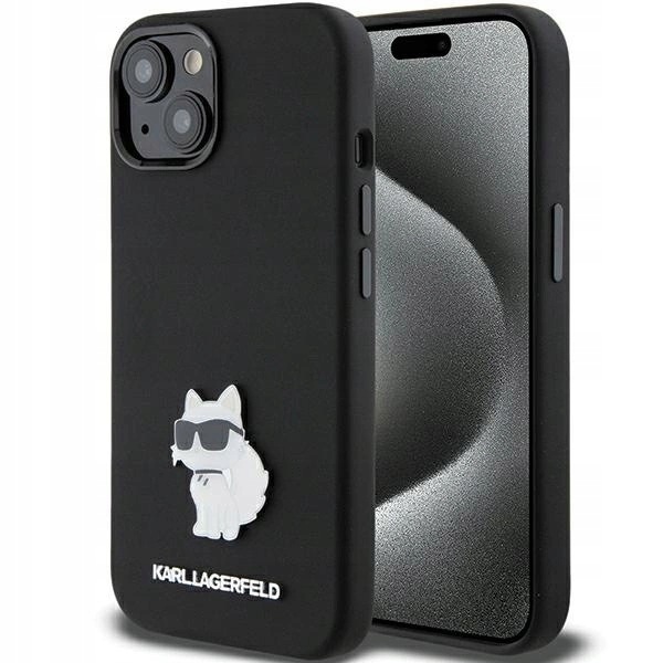 Etui Karl Lagerfeld Silicone Choupette Pin iPhone 15/14 Plus czarne