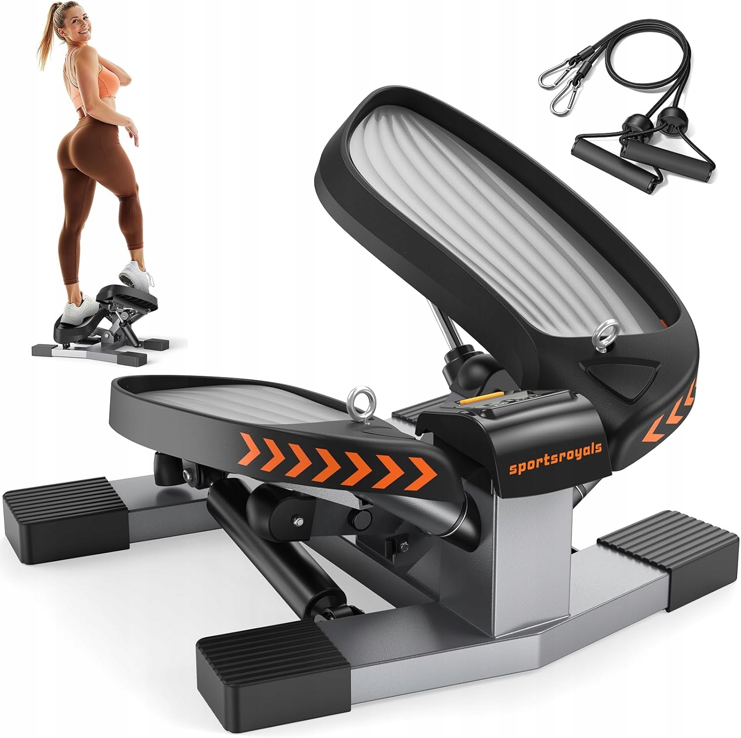 Wytrzymały Stepper Skrętny 2w1 do Ćwiczeń Fitness z Linkami Licznikiem LCD