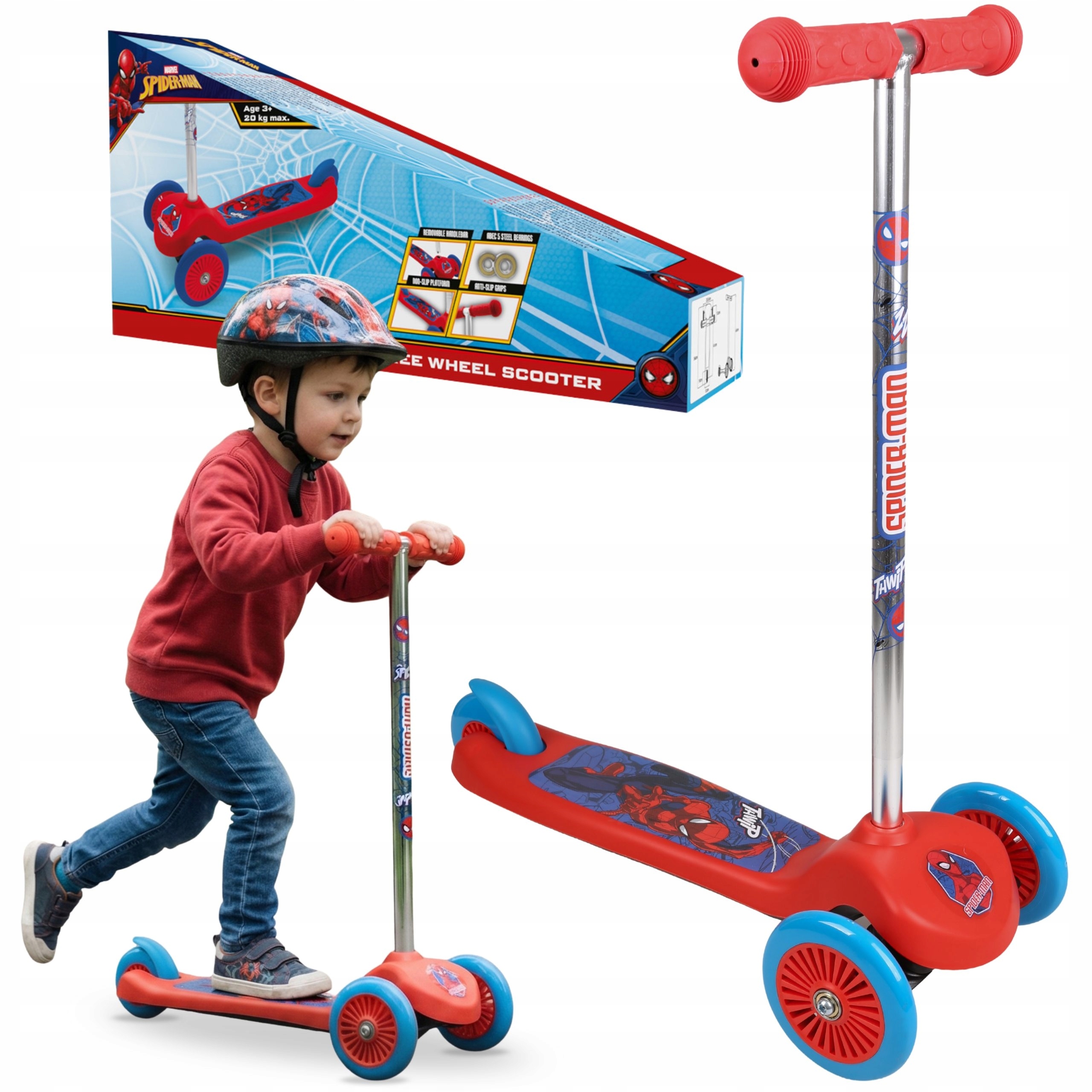 Marvel SpiderMan Hulajnoga trójkołowa dla dzieci Balansowa Składana do 20kg