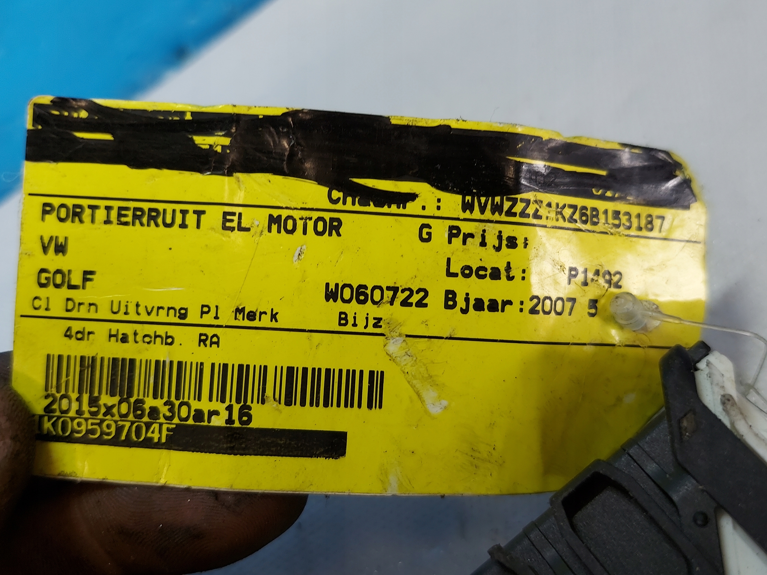 engine lifting windows GOLF V 993425200 right rear part