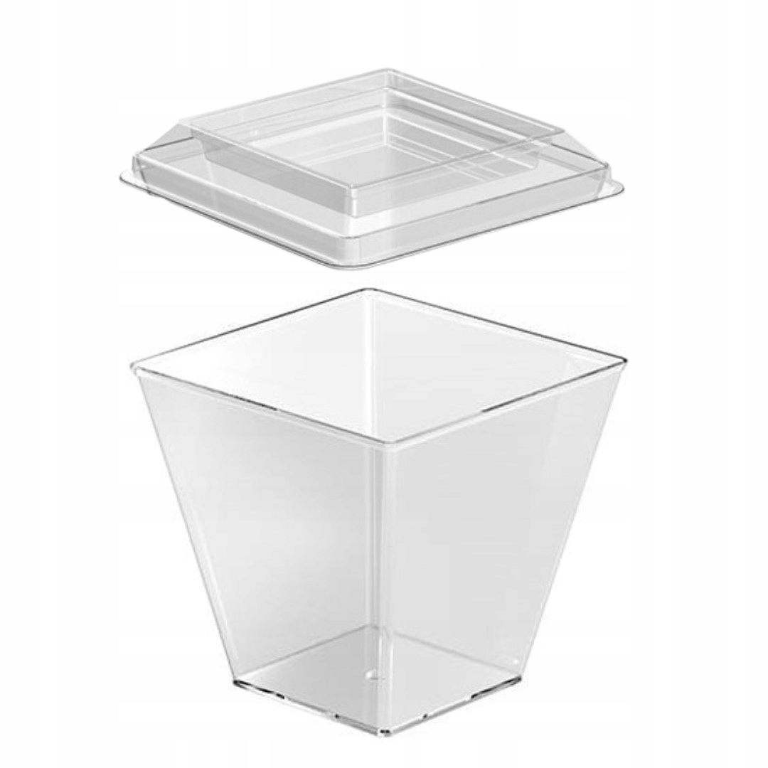 Pucharki do deserów na przekąski FINGERFOOD z pokrywką 200ml Liczba sztuk w zestawie 50 szt.
