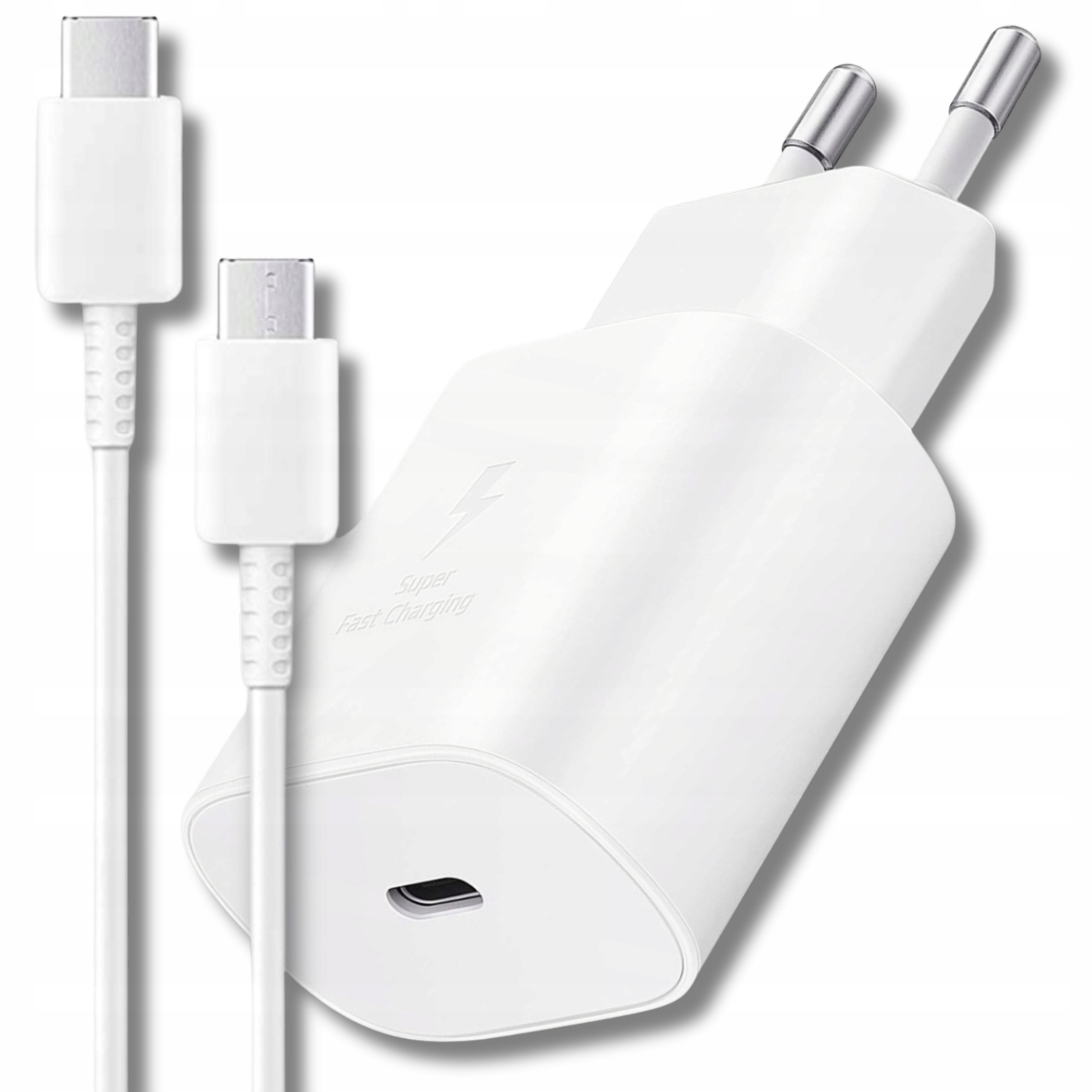 Szybka ładowarka sieciowa 25W Usb-c z kablem 1m biała
