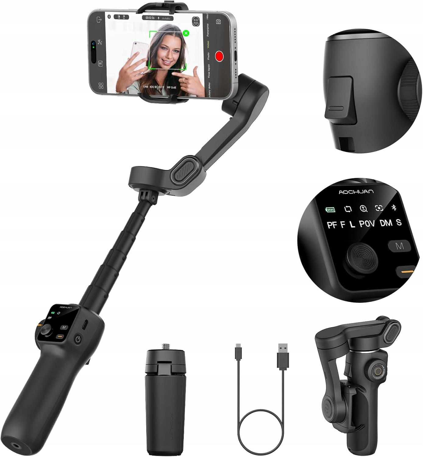 Gimbal Stabilizator Aochuan Smart V8 Kijek Selfie Stick na Telefon Smartfon