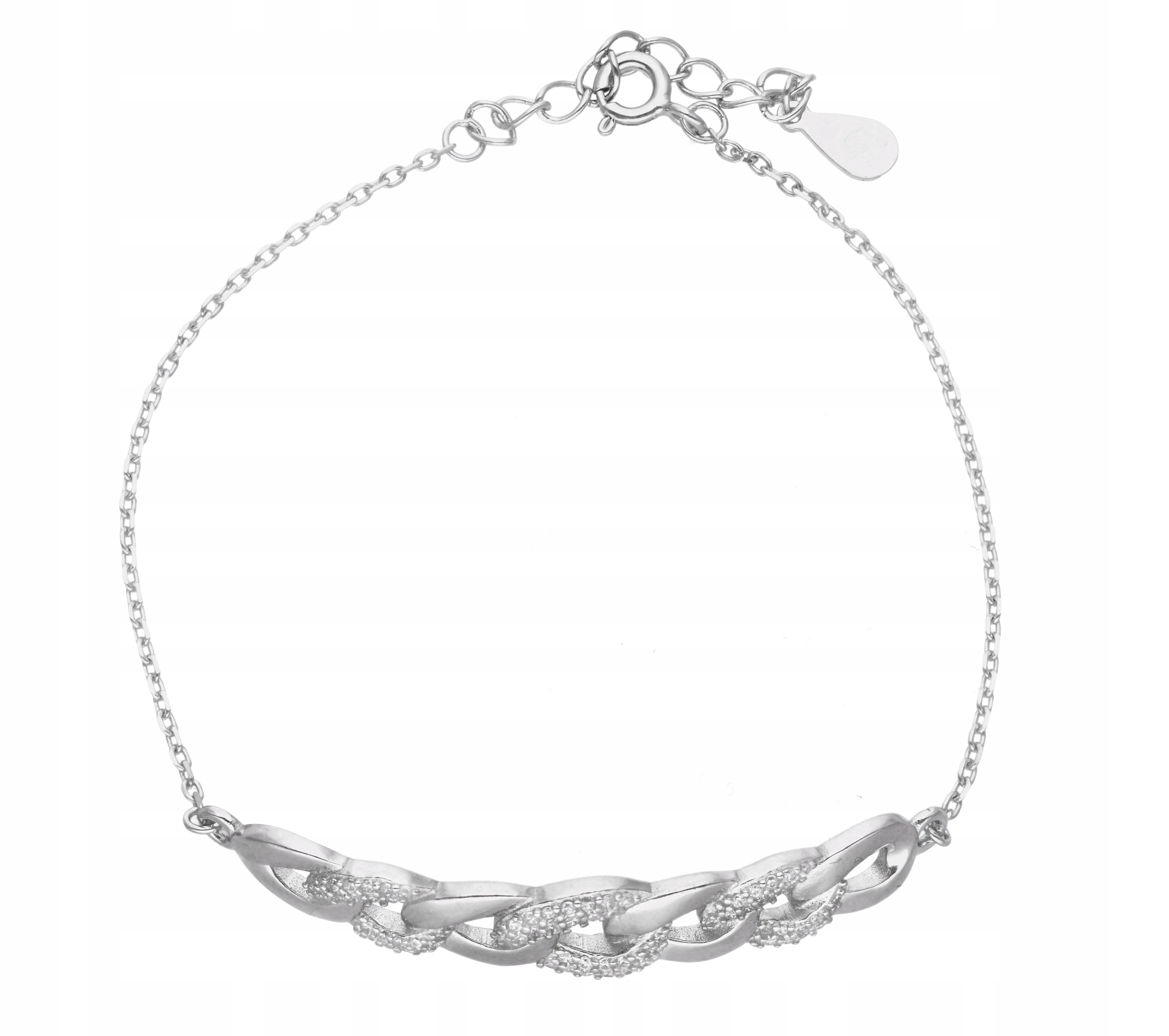 Stříbrný rhodiovaný náramek Ag 925 s bílými zirkony IM0040523BR