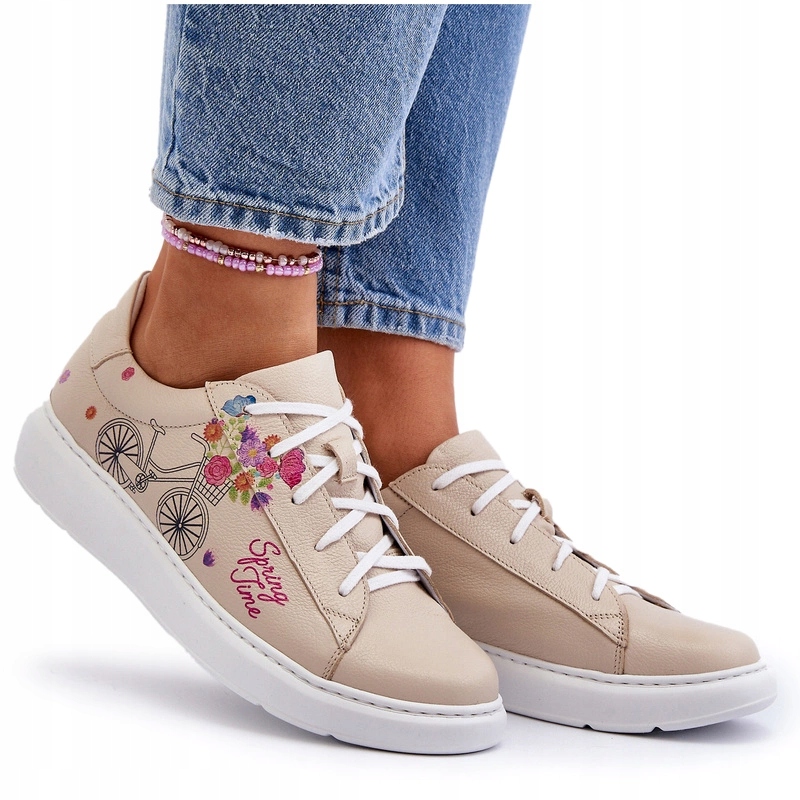 Zazoo 024/TAMARA Dámské Kožené Tenisky Béžové 37