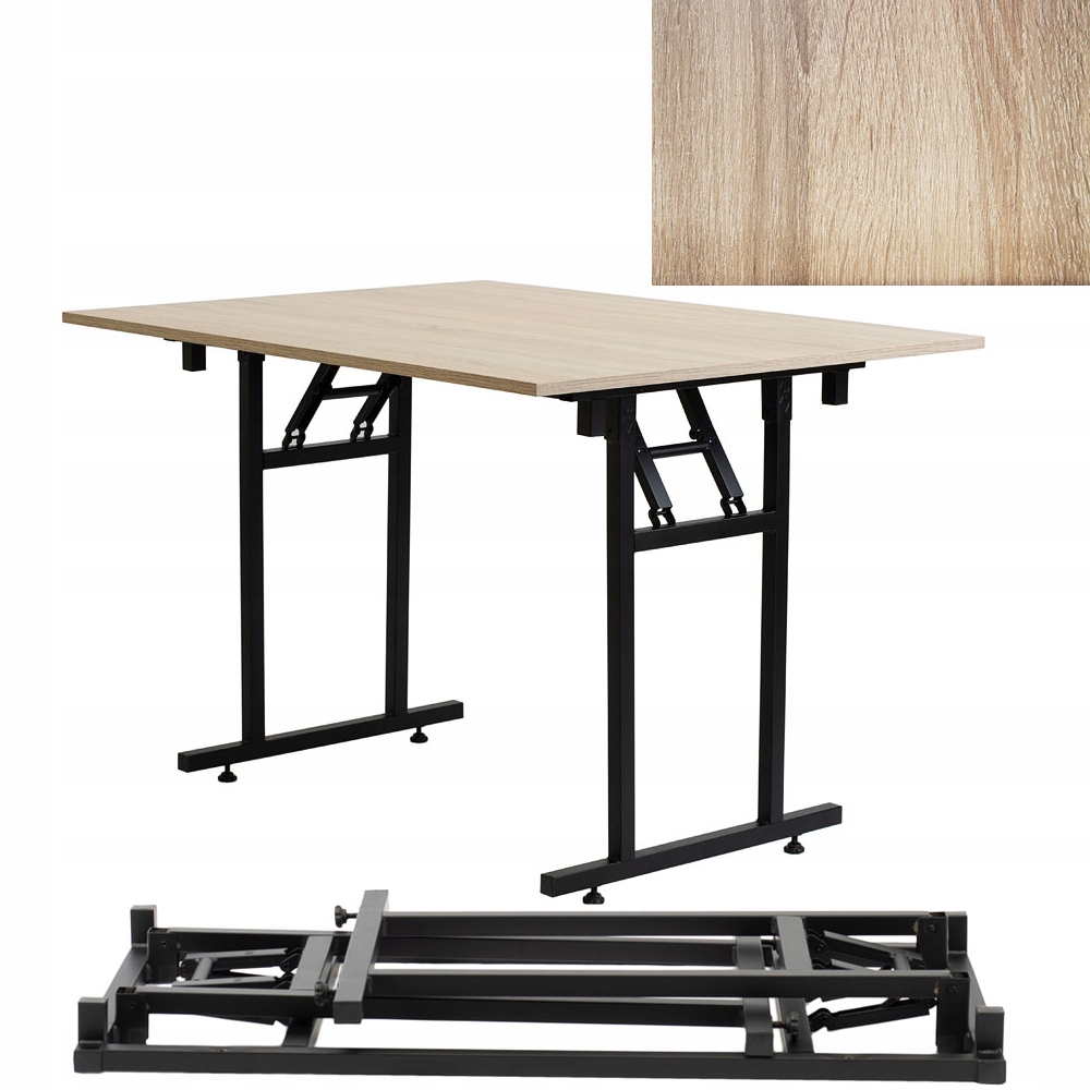 STÓŁ BANKIETOWY ROZKŁADANY SKŁADANY KONFERENCYJNY 120x80x1,8cm T dąb sonoma