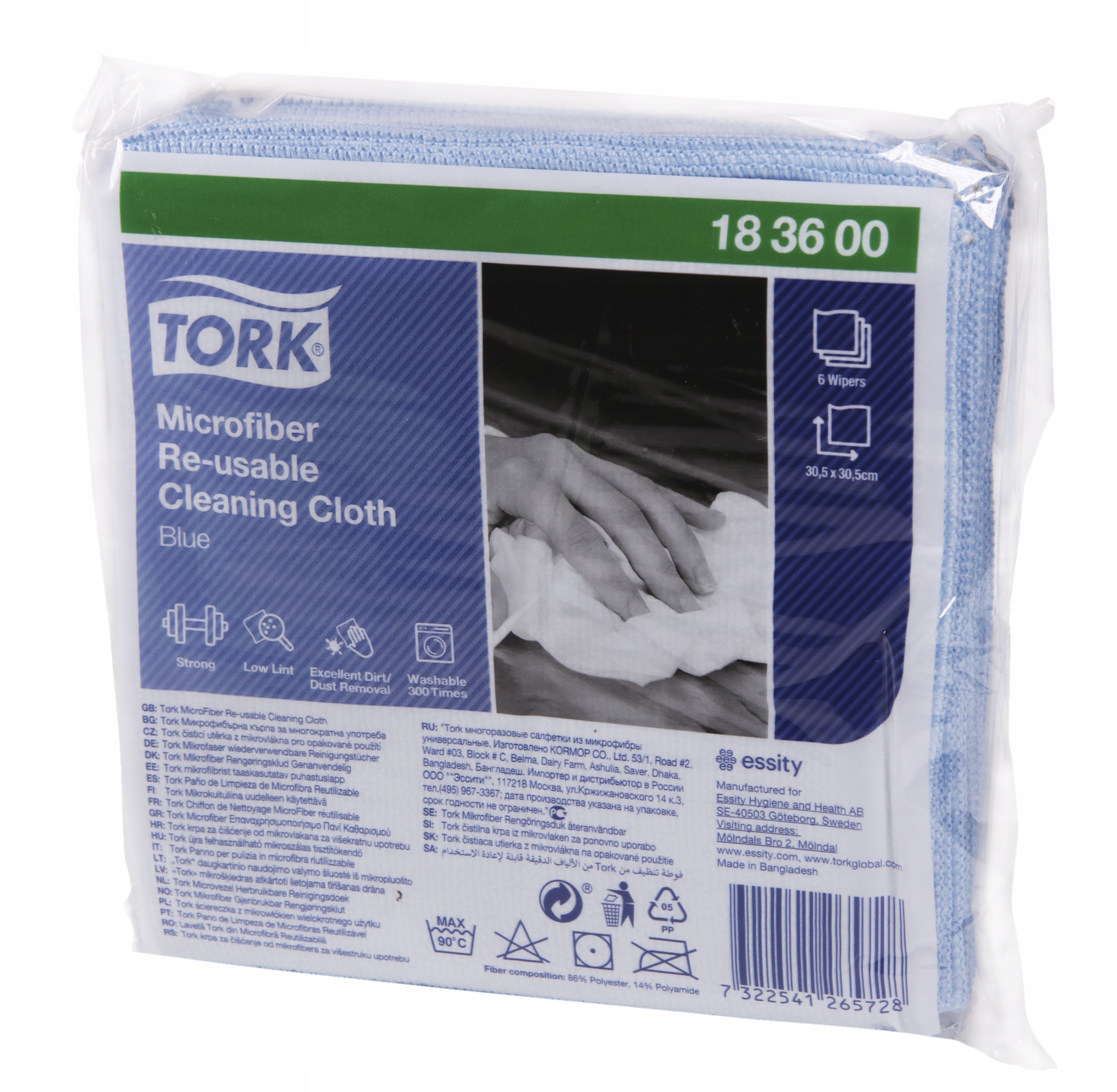 Tork 183600 utěrka z mikrovlákna pro opakované použití, modrá 6 Ks