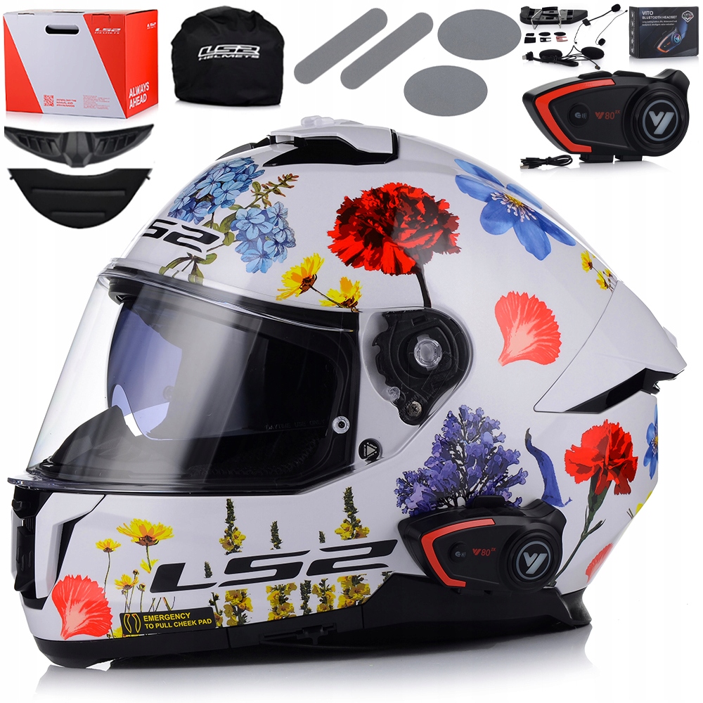 Motocyklová Prilba LS2 FF808 Stream II Flowers Dámska Blenda Interkom