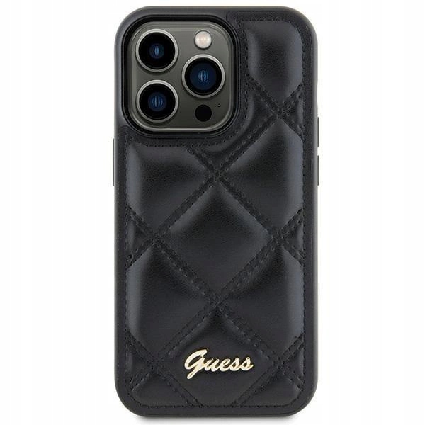 Pouzdro Guess Quilted Metal Logo kryt pro Samsung Galaxy S23 Fe černé