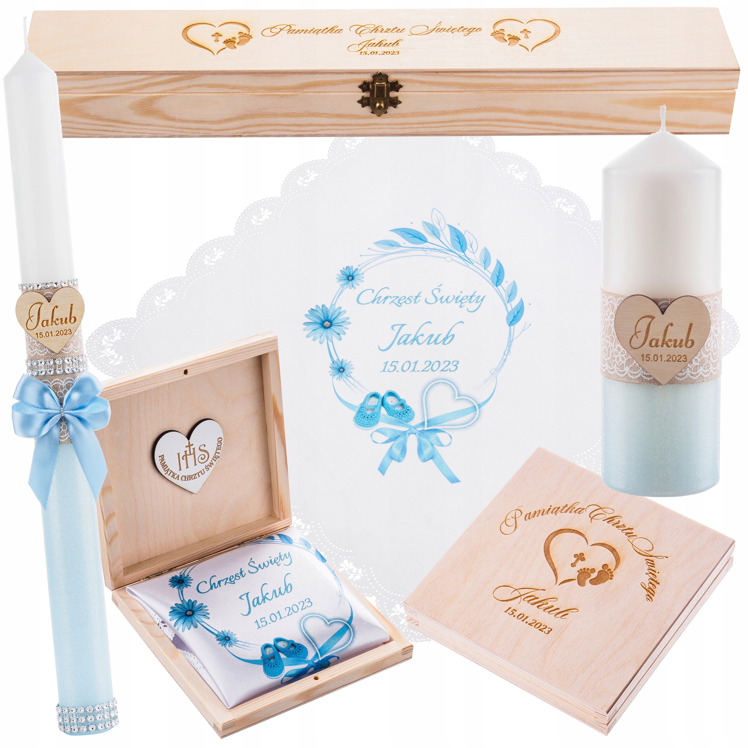 

Świeca I Szatka Do Chrztu 2 Pudełka Z Grawerem