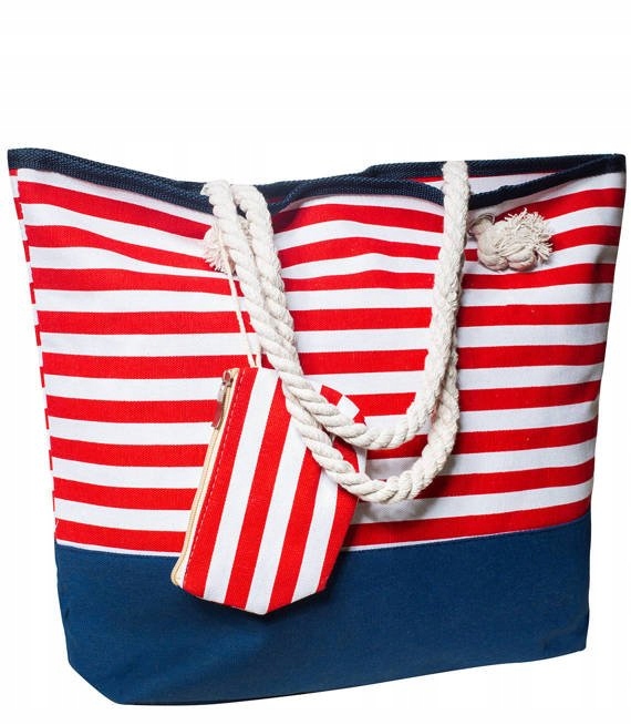 

duża torba plażowa shopper miejska w paski