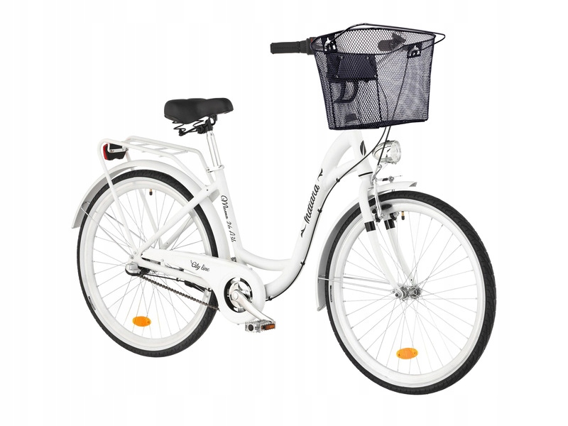 Rower miejski Indiana Moena A3B 26 cali damski Biały Koszyk na rower