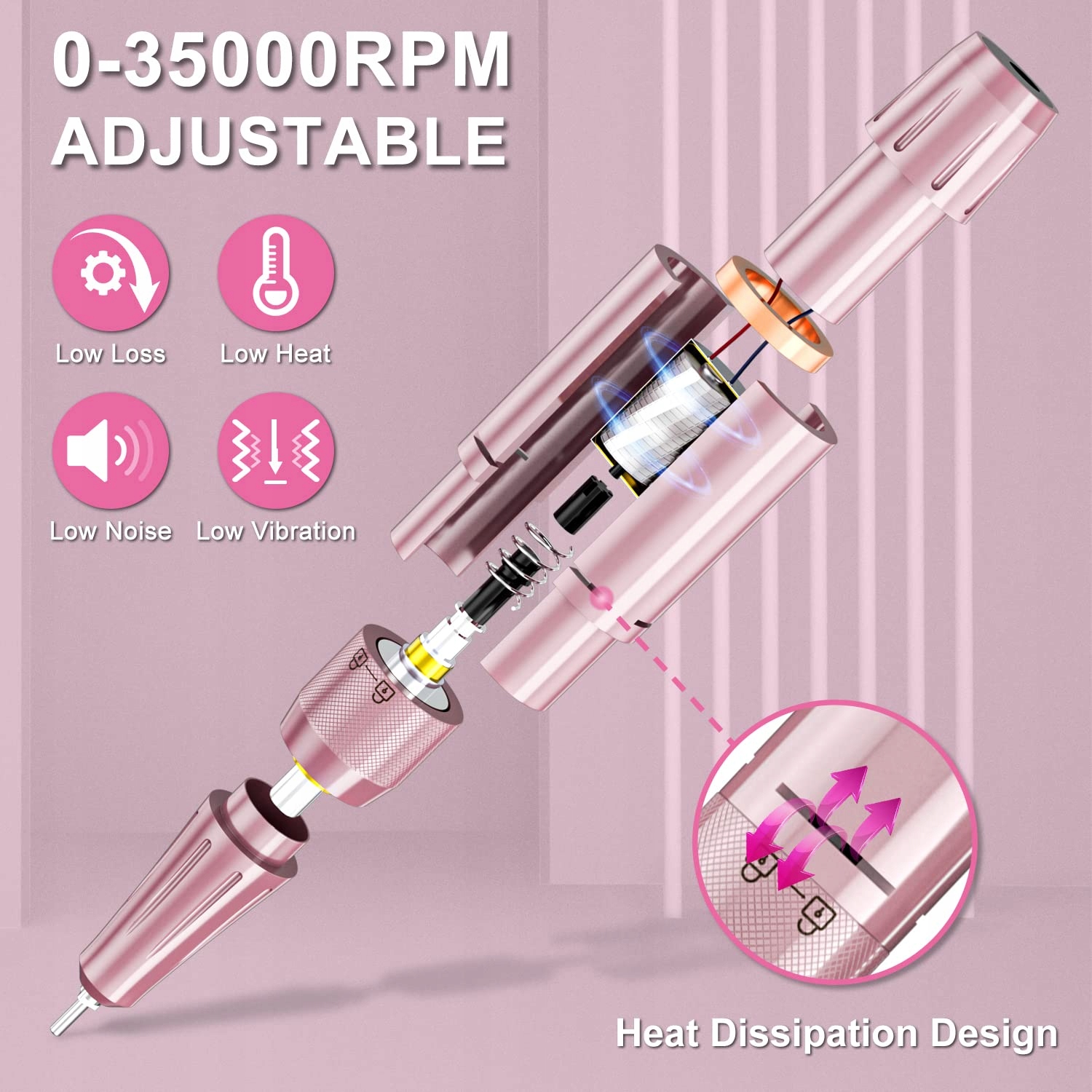 ENGERWALL Zestaw Do Manicure Pedicure Elektryczny Pilnik 35000 ObrMin — miniatura 6