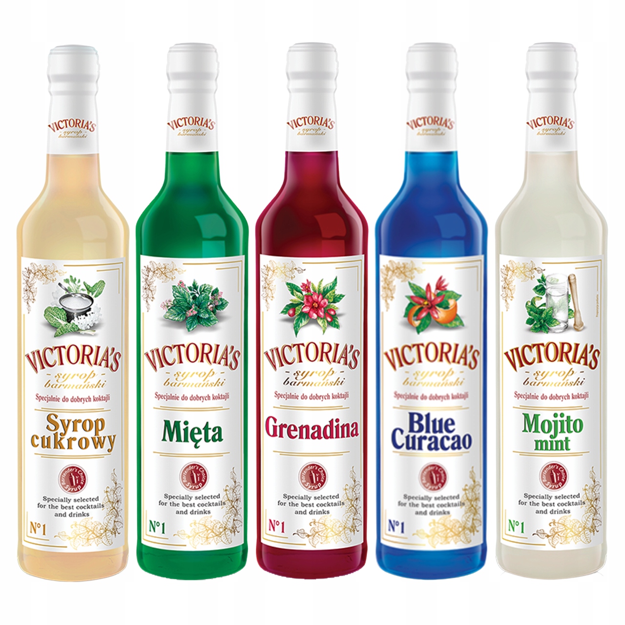 Levně Victoria's Sada 5 barmanských sirupů s 5 příchutěmi do nápojů a koktejlů
