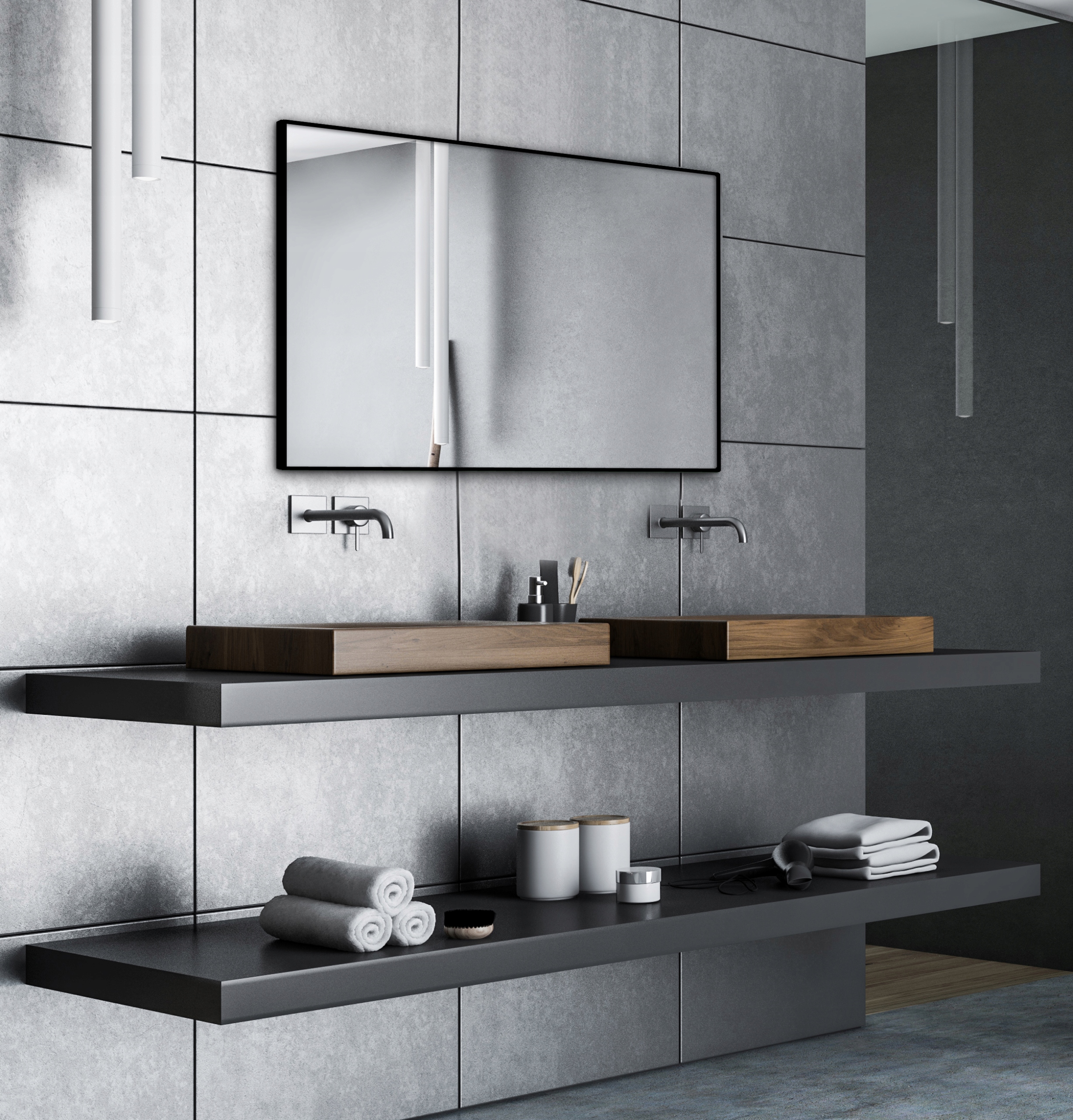 LUSTRO ŚCIENNE METALOWE 70x50 PROSTOKĄT CZARNE Marka RAMIX