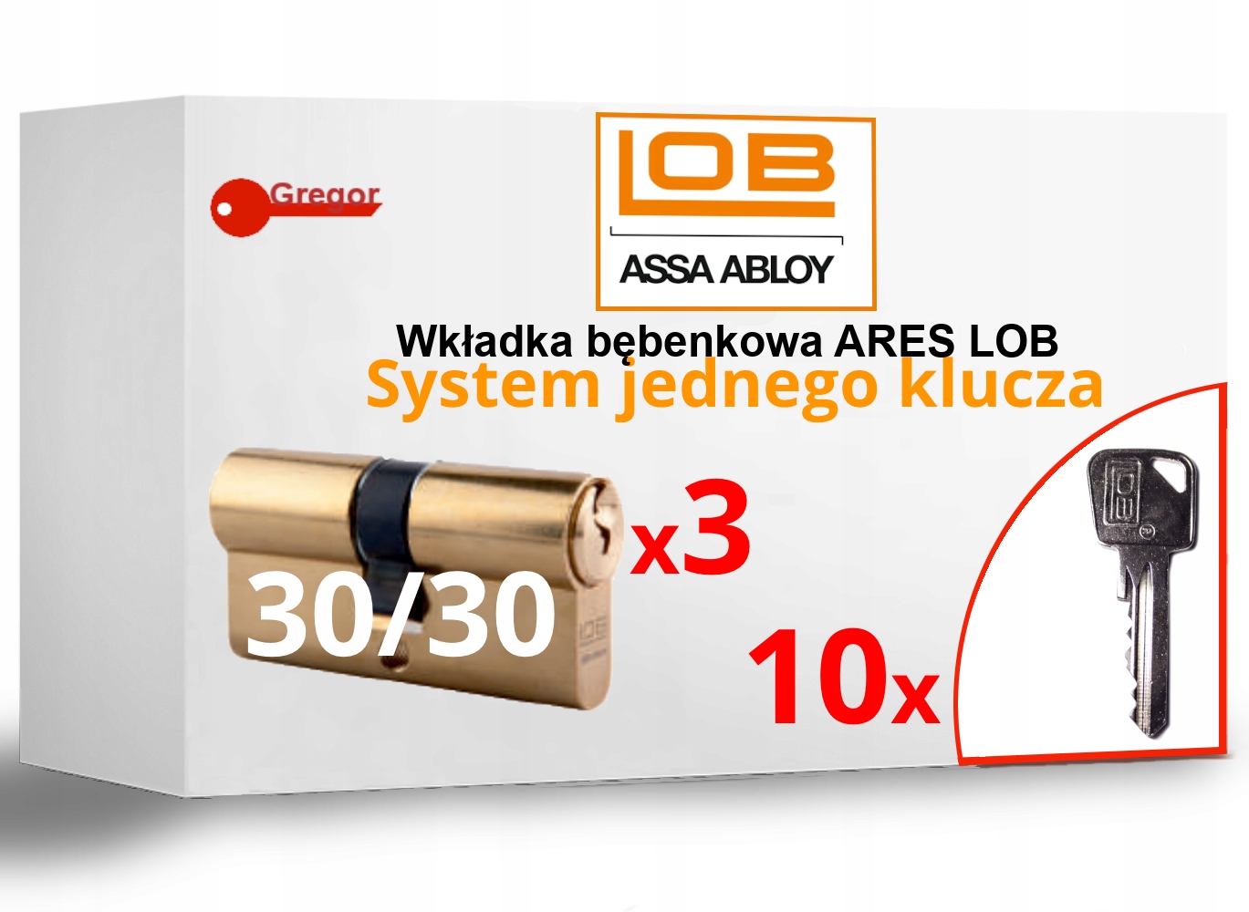 

3 wkładki Lob Ares 30/30 mos. 10 x wspólny klucz