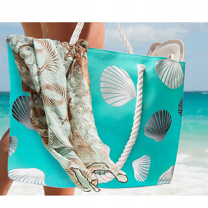 TORBA PLAŻOWA MIEJSKA SHOPPER NA PLAŻĘ NA ZAKUPY Zapięcie inny