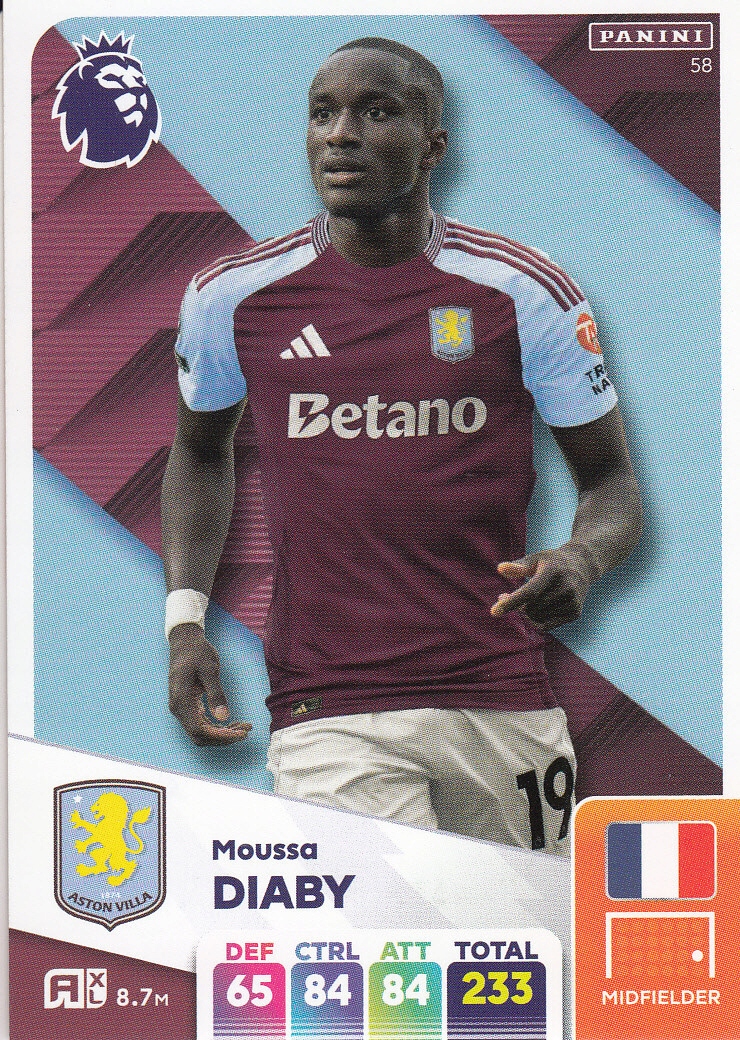 Premier League 2025 Base Card Moussa Diaby 58