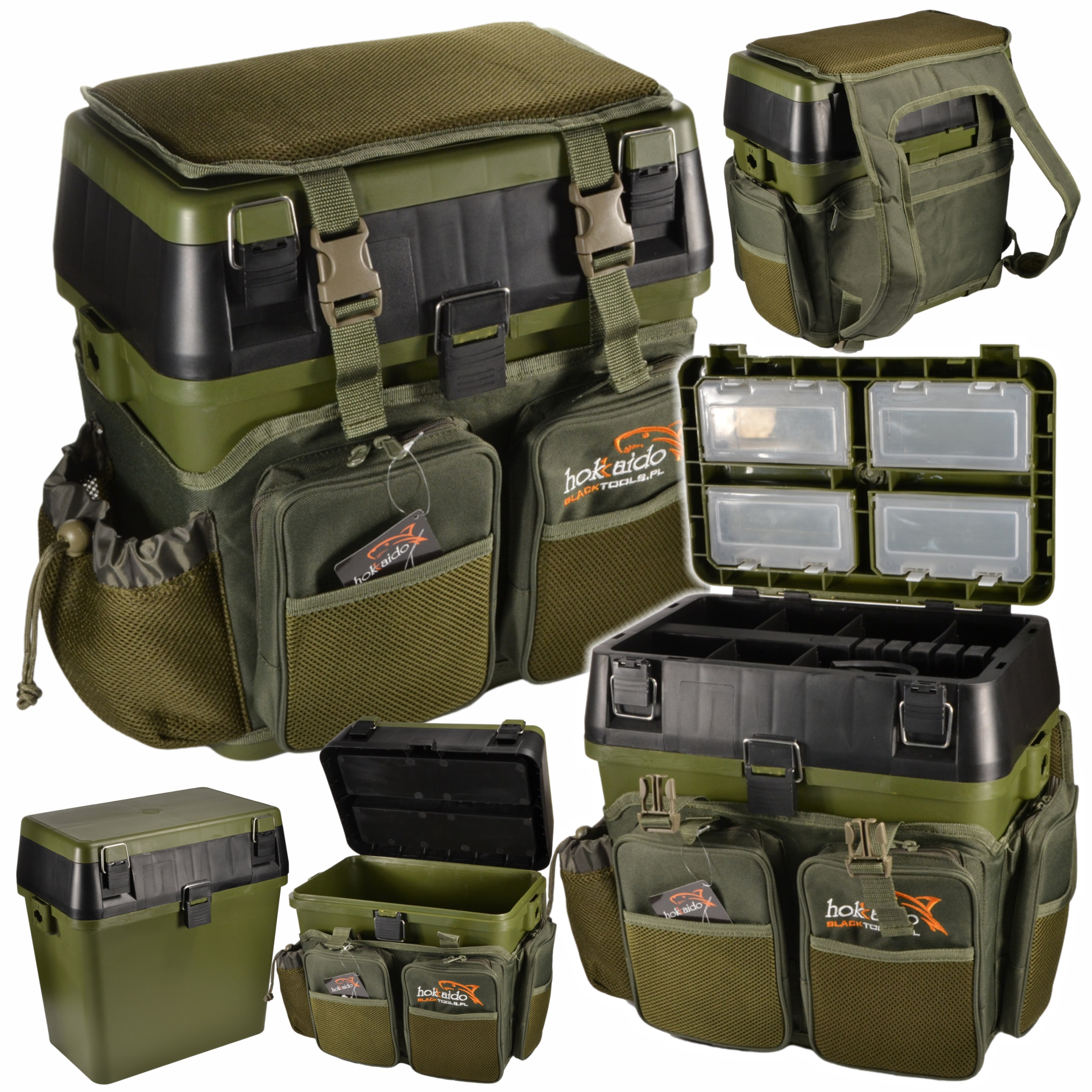 Zestaw Wielofunkcyjny Hokkaido 3w1 Skrzynka Siedzisko Plecak Dla Wędkarza