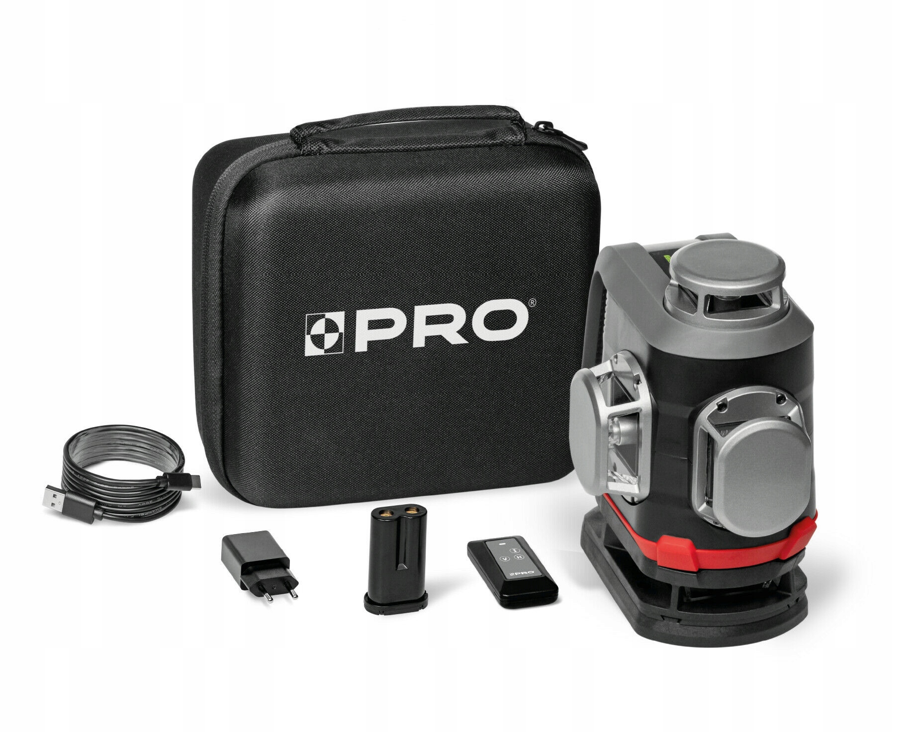 Víceřádkový akumulátorový laser 360° zelený Pro Tyxer 4DG