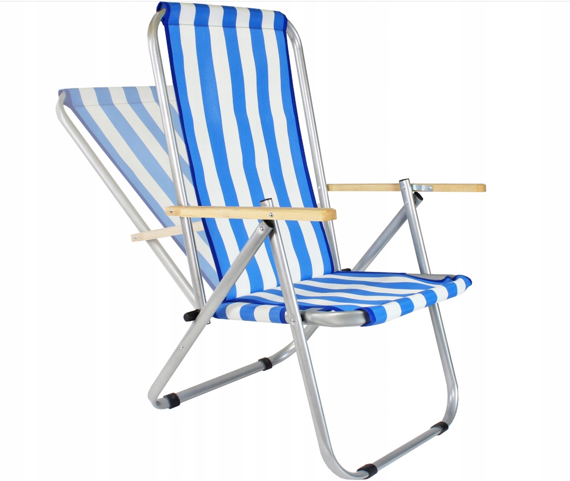 Leżak Plażowy Ogrodowy krzesło składane, aluminiowe z siatki 150 Kg, Pasy