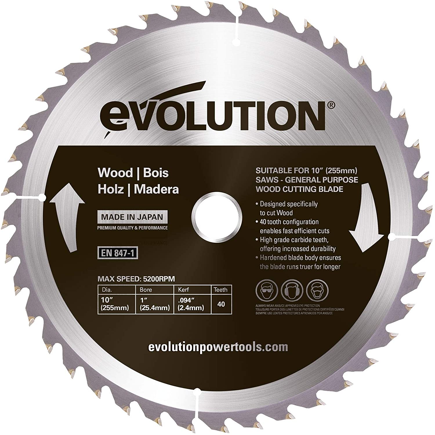 Tarcza do drewna Evolution 255mm 40z Tct Japan