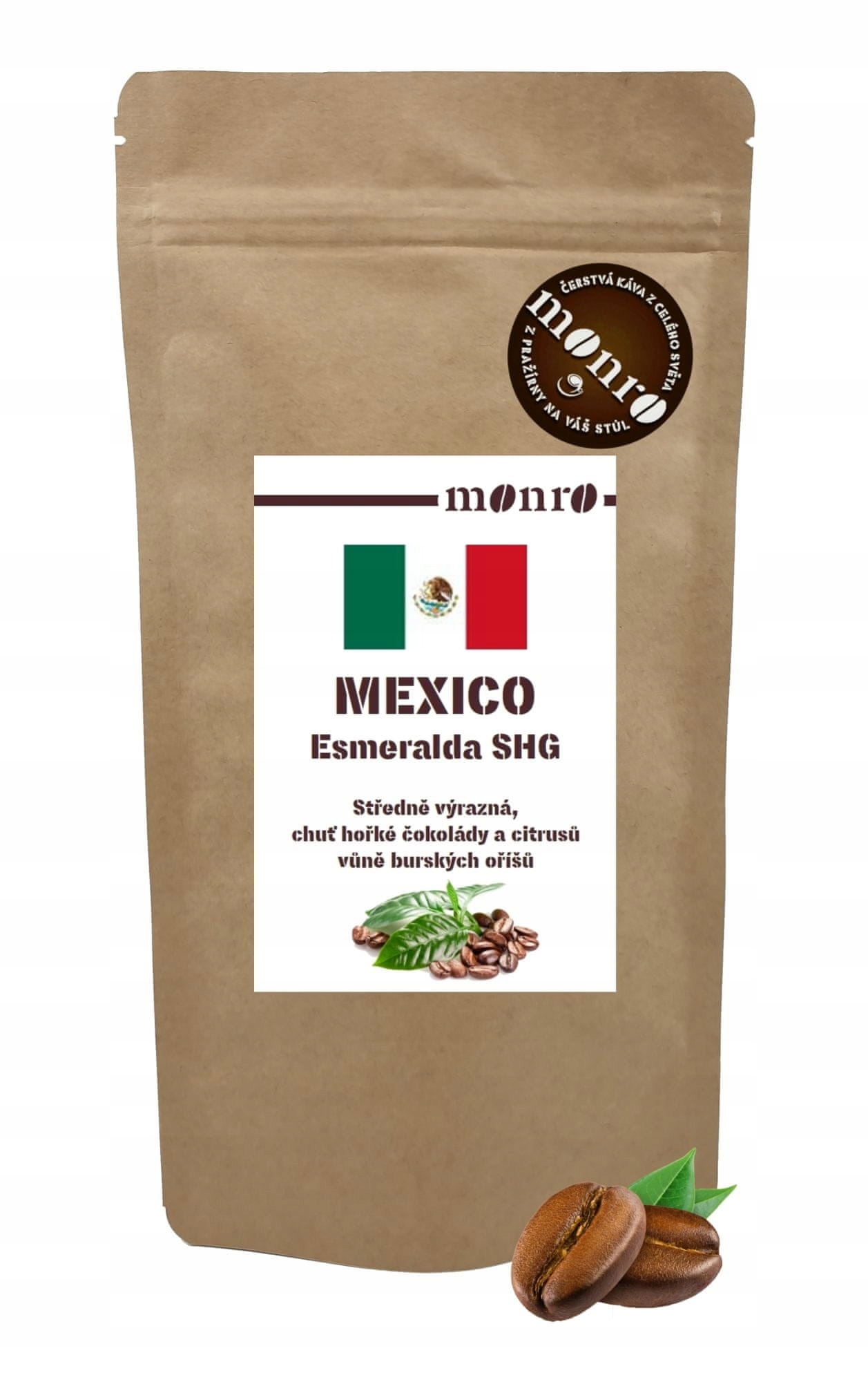 Levně Mexico Esmeralda zrnková káva 100% Arabika 1000g