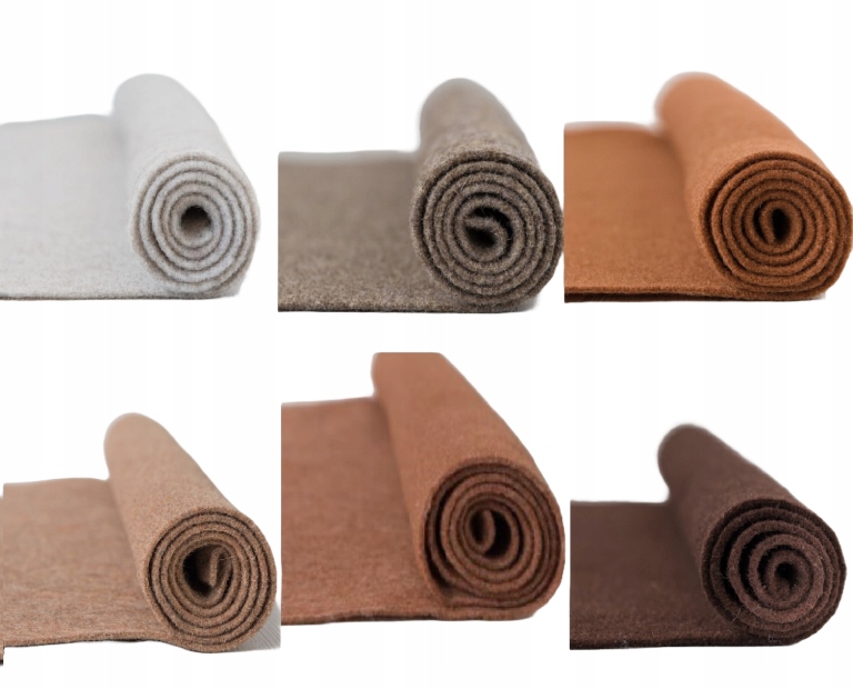 Plst vlněný 2mm Sada Hnědá 30x30cm 6 barev