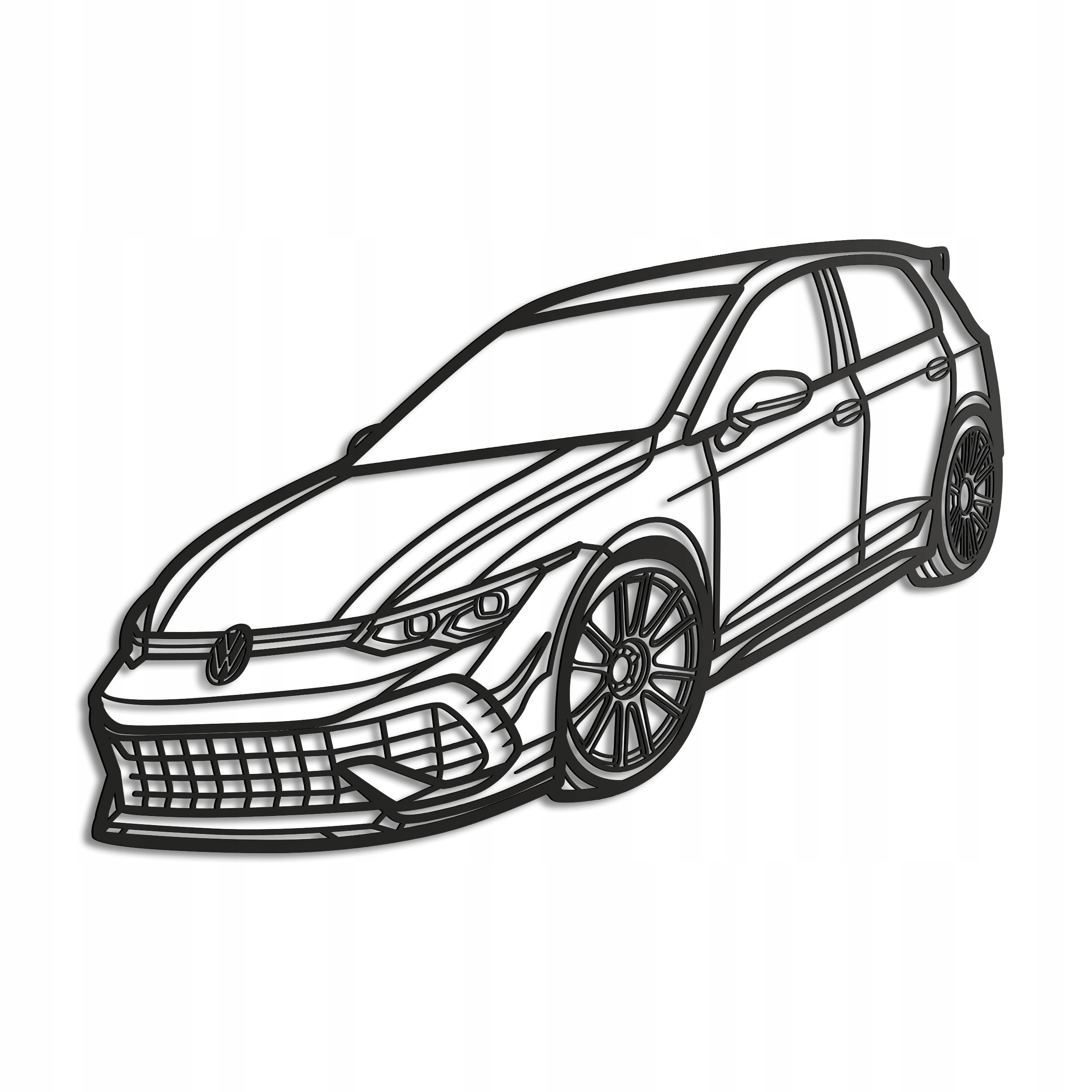 Dřevěný 3D obraz Golf 8r 2022 ve stylu Line Nástěnná Dekorace Dárek XL