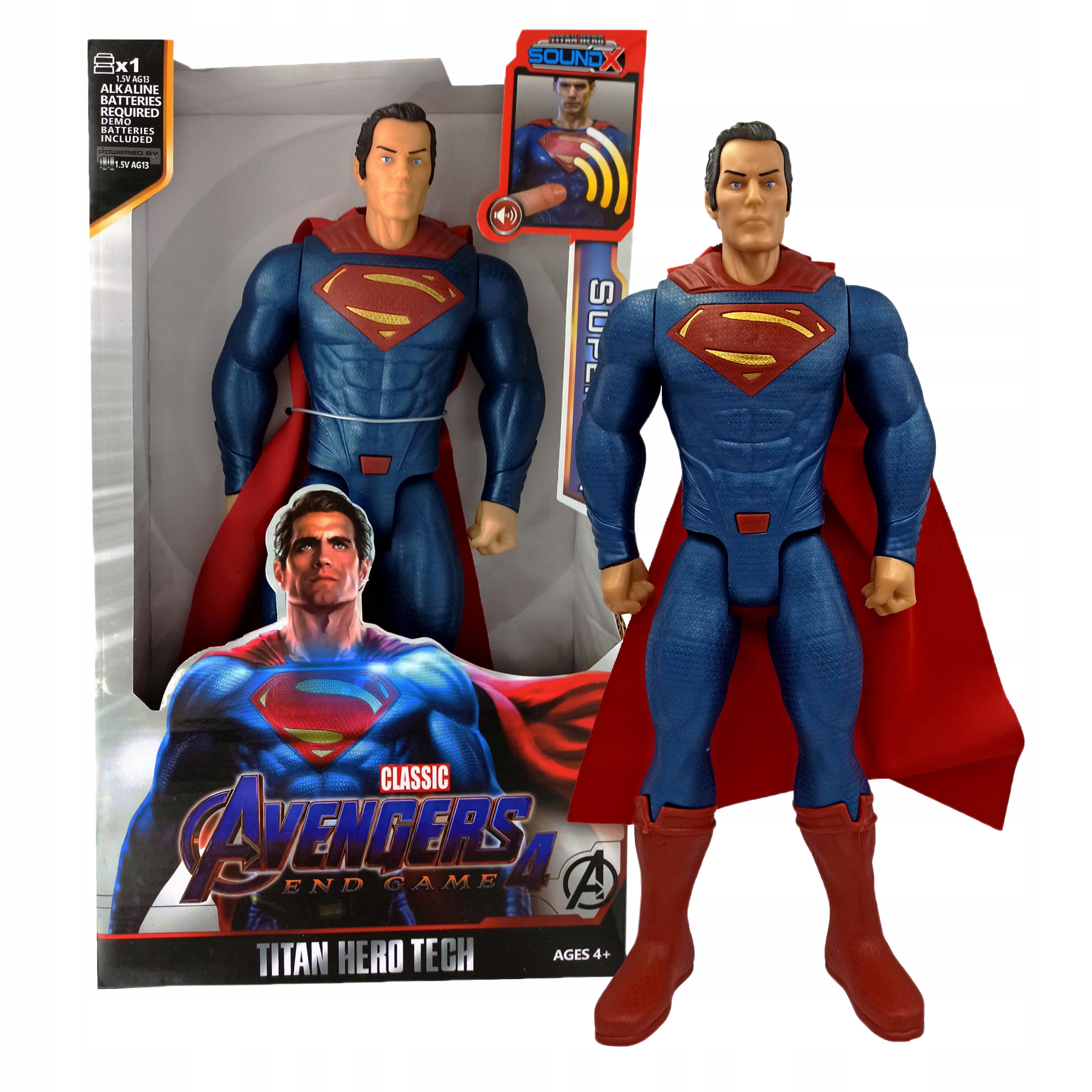 FIGURKA AVENGERS SUPERMAN RUCHOMA DŹWIĘK LED 30 cm