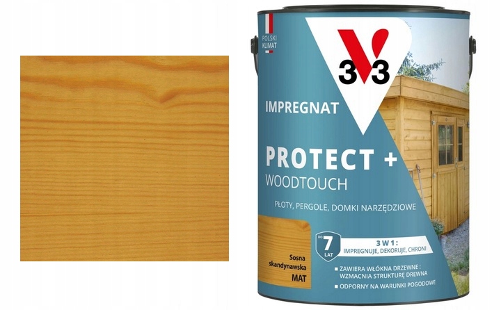 Impregnat Protect+ Woodtouch V33 płoty, pergole, domki Sosna Skand Mat 4,5L