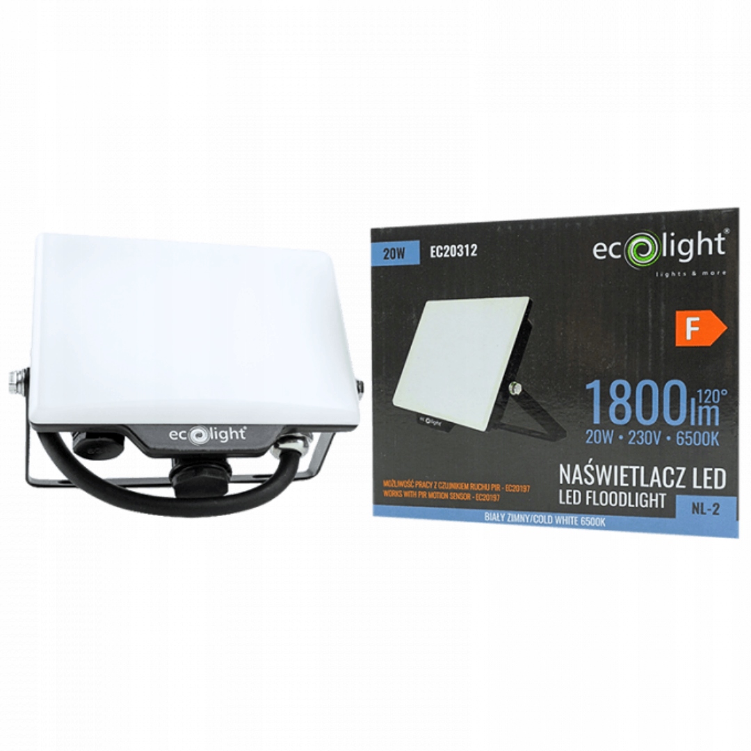 Naświetlacz Halogen LED LAMPA Robocza 20W 1800lm 6500K 2W1 IP65 Reflektor