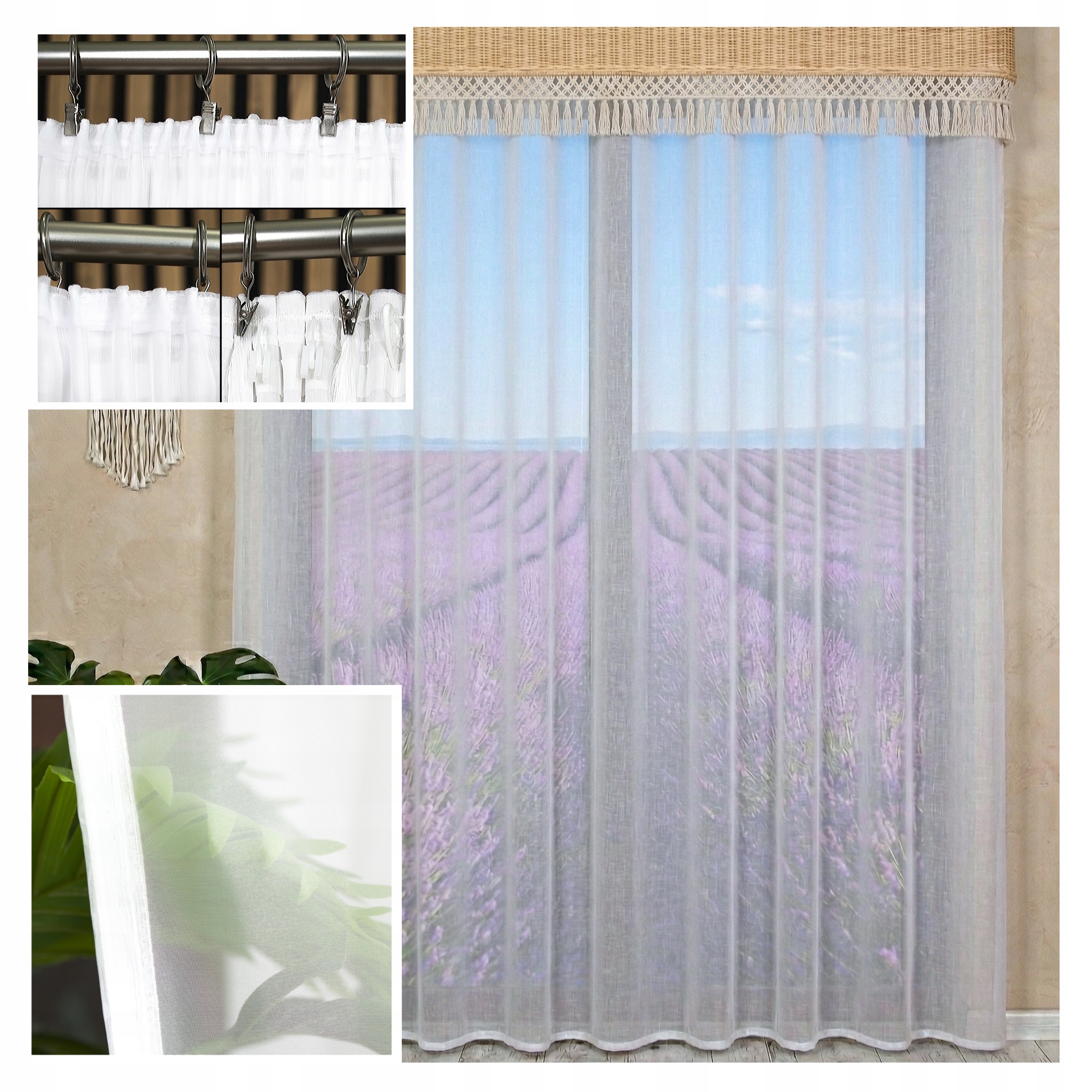 Záclona Hotová Voál Hladká Zahara Bílá 800x270 cm Na Pásku Žabky