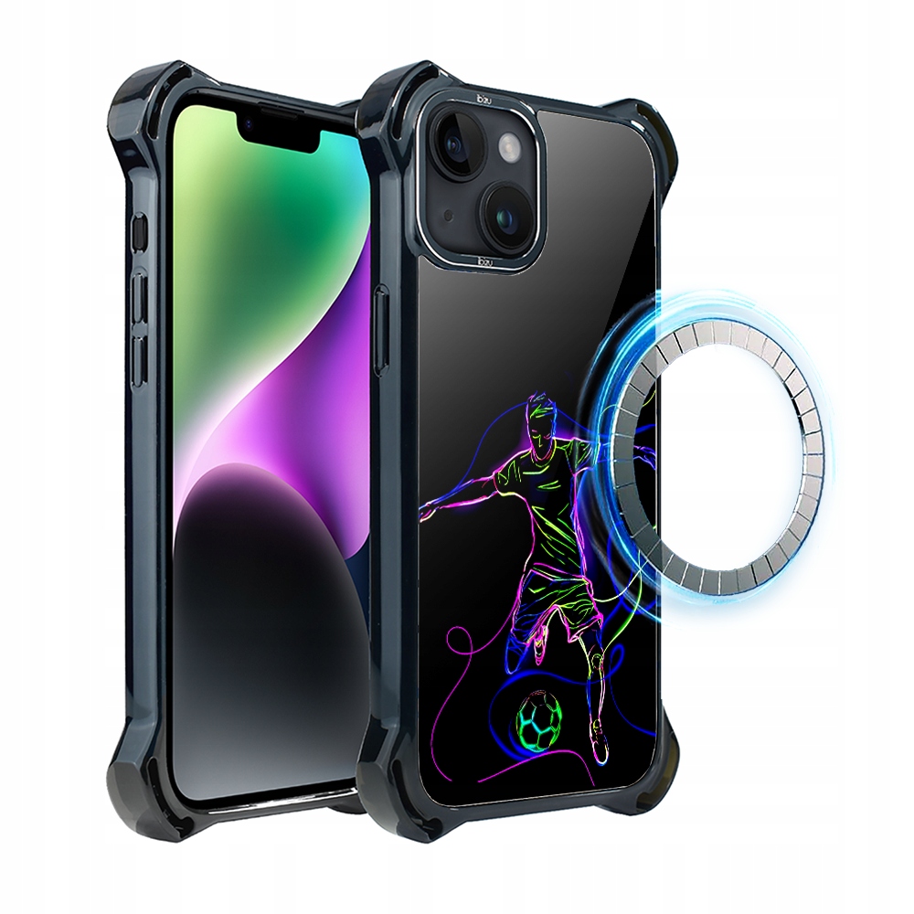 Pouzdro Ibizu DropGuard Ultra pro iPhone 14 Plus s MagSafe, síla fotbalu